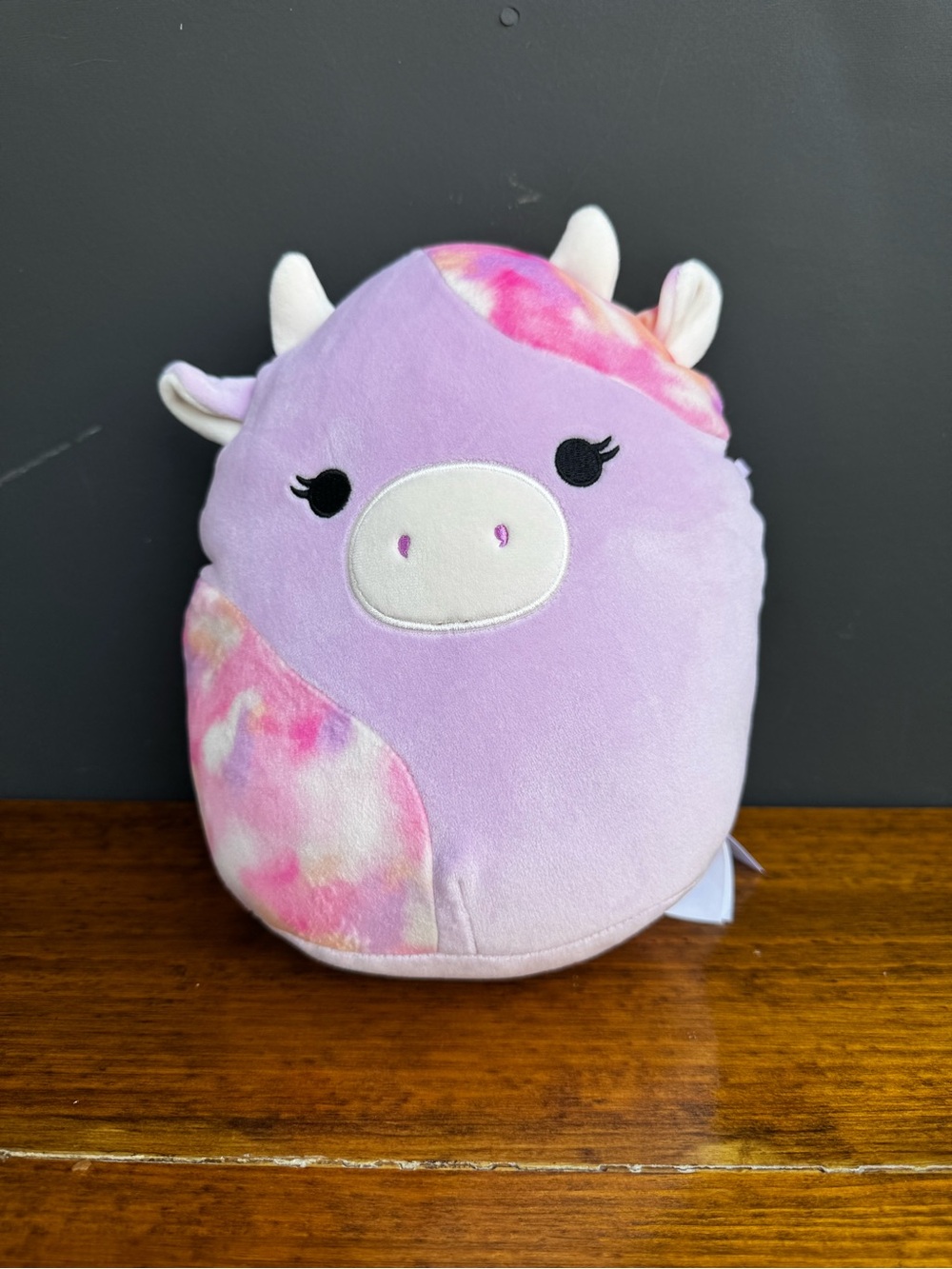 Squishmallows Purple Cow Plush with Pink Tie-Dye Accents